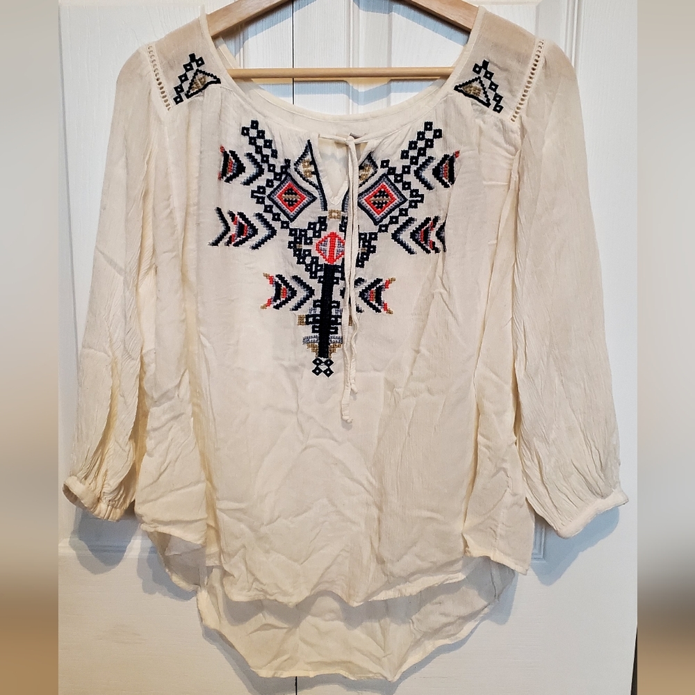 Anthropology Puff-Sleeve Ecoté Blouse